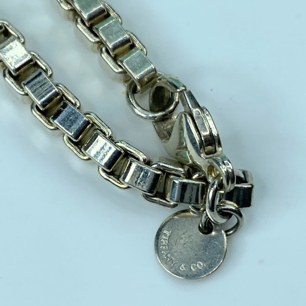 Tiffany & Co. Sterling Silver Venetian Box Chain Link Bracelet - Pouch JR704 - Picture 6 of 8